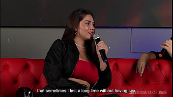 I fuck a fan during a TV interview with my husband and the audience in front of me - Sara BlondeI fuck a fan during a TV interview with my husband and the audience in front of me - Sara Blonde