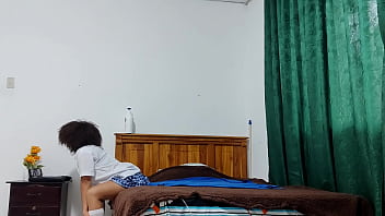 Busty mature woman dresses as a student and rejoices in showing off her uniform