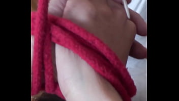 Hands tied above her head, Candie'_s ready for whatever I bring - that bulge isn'_t hiding anything