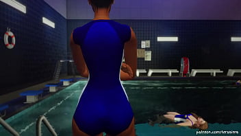 HOT BRUNETTE TEEN SLUT GAGGING ON HER COACH'_S BIG COCK  - SIMS 4 HENTAI (3D animation)