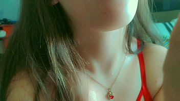 Dirty babygirl sucking lollipop and showing her mouth open and wide for u to cum all over her sweet cute face