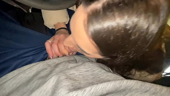 Double blowjob while driving a van