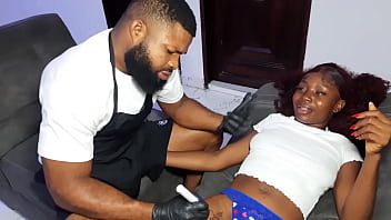 My Female Client Asked Me to Fuck Her with My Big Dick After Drawing Tattoo on Her Ass and Pussy Area