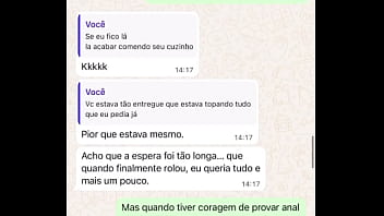 Casada novata me mandando mensagem ap&oacute_s sua primeira experi&ecirc_ncia com comedor, realizando o fetiche do corno