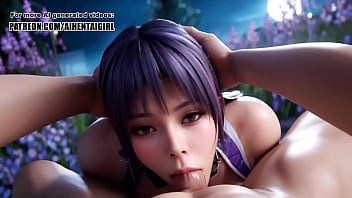 Dead or Alive Ayane cosplay Moonlit Floral Facial, POV Oral, and Sensual Hand Play | Uncensored Hentai AI generated