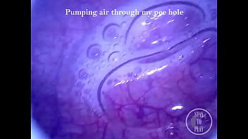 Pumping Air into my full Bladder with the Minicam inside