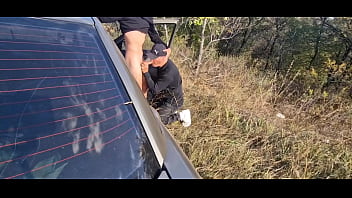 Daddy and a young student on the track sucked and fucked in the hairy ass without a condom