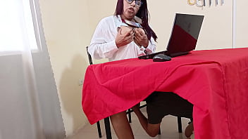 I find a beautiful MILF watching porn and take the opportunity to make her suck cock and fuck her.