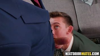 Young office clerk pleases his boss