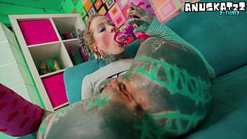 Skinny Tattooed Slut'_s Anal Masturbation: Fingering and Toys Stretch Her Tight Asshole