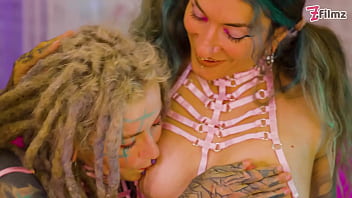 3 Heavily Tattooed girls, 2 guys - BBC &amp_ White Cock Orgy Mayhem