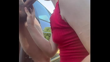 Amateur redhead face fucking in public