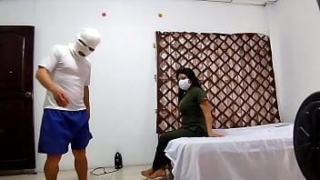 stepson spying on his hot stepmother, they end up fucking and screaming.