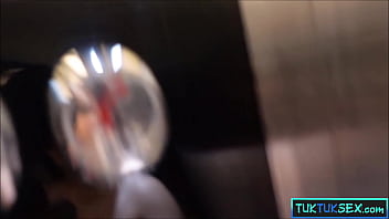 Chubby Thai MILF amateur slut picked up for sex in a TukTuk