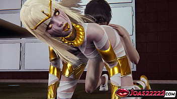 Halloween Rule34 &ndash_ Sexy Mummy Girl Cosplay, Kissing &amp_ Masturbation Teasing, Rimjob Licking, Standing Dildo Insertion With Squirt