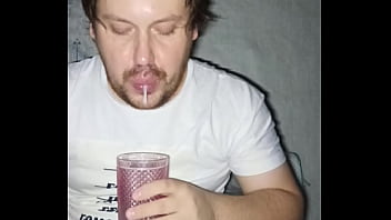 I always get what I want! I&#039_m eating fresh cum again and covering my entire face with cum!