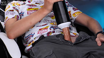 Horny Guy Uses an Auto Blow Toy That Gives his Big Hard Cock a Powerful Orgasm Making his dick throb