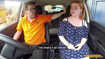 CURVY ginger riding a big dick in a car and let'_s him cum in her mouth - Fake Driving School