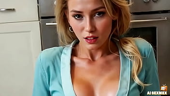 Stepmom fucked by stepson in the kitchen - Big ass and hot breasts | when dad is not home | AI