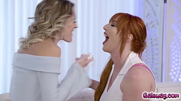 Remote Chance Of Chaos with best friends Lauren Phillips and Kenna James until they finish what they started by having lesbian sex