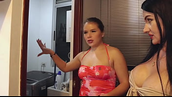 Real estate agents show me the apartment and their pink pussies