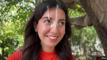 Public Blowjob in the Bushes with Stranger and Crazy Cumwalk Covered in Cum