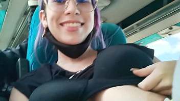 Blowjob and fucking with creampie in public service bus - BlakeProductions