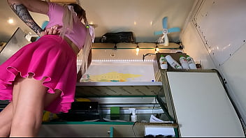 Hot bitch with natural boobs and hot ass upskirted at work