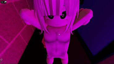 Girl fucks two guys in the back alley of Brookhaven on Roblox.