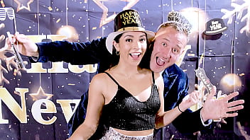 New Year'_s Eve Quickie Before Parents Arrive - Riding BF'_s Fat Cock on the Couch &amp_ Swallowing His Load Just in Time for Family Countdown!