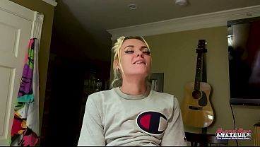 Skinny Blonde Hottie Sassy Gets Naked And Rubs Her Tits And A Hard Cock!