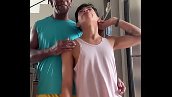 Black guy fuck Asian kind guy and kiss them