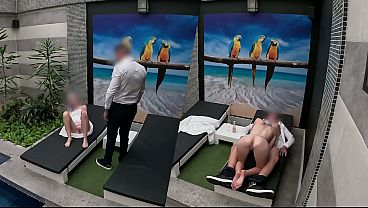 I undress in front of the hotel waiter, he agrees to eat my tight pussy and I give him a blowjob until he cums in my mouth