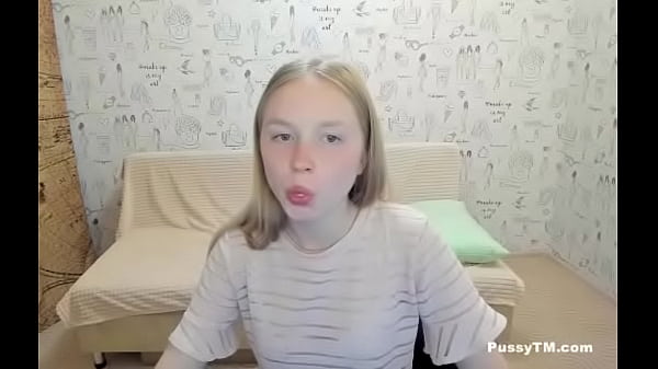 Horny young blonde on webcam