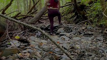 Couple having sex in the forest while hiking