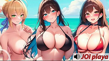 Chicas Hentai te dan una Masturbada Colectiva en la playa &ndash_ JOI voz en Espa&ntilde_ol.