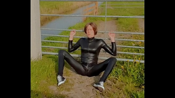 Annemieke public in catsuit