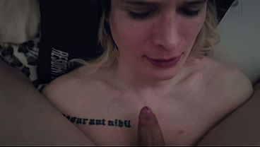 free Shemale fucks me bareback at home, amateur Tranny on guy at the bedroom, watch this cute femboy take it all inside him