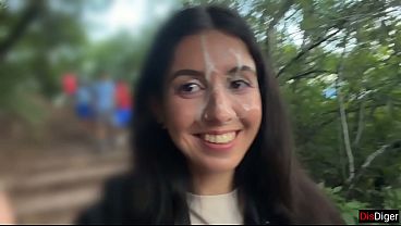 If you come second to this mountain - you'_ll be walking around with cum on your face in front of people! - Crazy Public Cumwalk