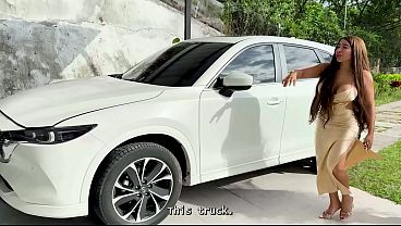 Mexican MILF client fucks her husband'_s trusted mechanic in the parking lot outside her house, the neighbors can see me!