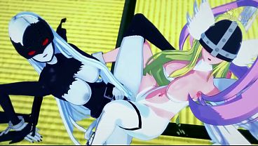 Angewomon and Ladydevimon Lesbians Girls Play With Their Hot Body