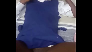 18 year teen Black girl show pussy &amp_ suck vibrator for daddy