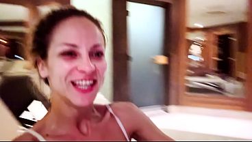 Sweating in the hotel Sauna