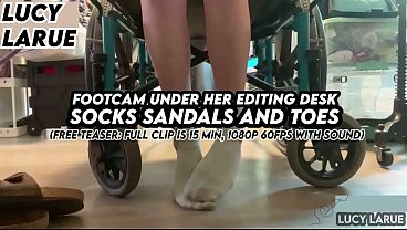 &quot_FootCam Under Her Editing Desk Socks Sandals and Toes&quot_