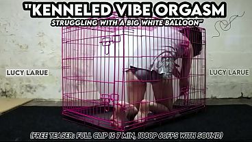 &quot_Kenneled Vibe Orgasm Struggling with a Big White Balloon&quot_