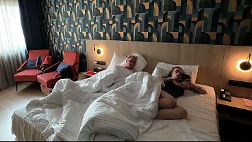 Step Mom Shocked When Step Son Cums on Her Face in Hotel Share Bed!