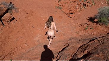 Naked Redhead Walks Boldly Through Scenic Red Rocks &ndash_ Risky Public Nudity