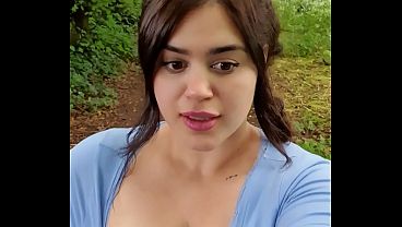 Exhibitionist MILF does public nudity - Invites stranger to touch her BIG BOOBS