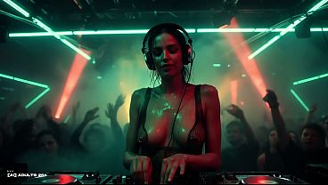 [AI-generated] Private Black Lingerie Rave &ndash_ Sweaty Young MILFs in Black Bras, Flying Tits, Groping Hands &amp_ Pierced Nipple DJ &ndash_ Future Rave Heat