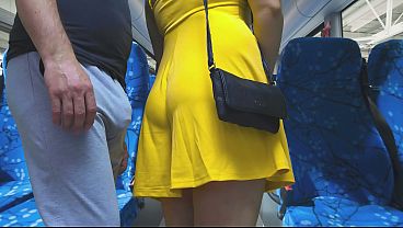 Groped Inside Bus! Stranger CUMS Hard While She Stroke His Long Dick